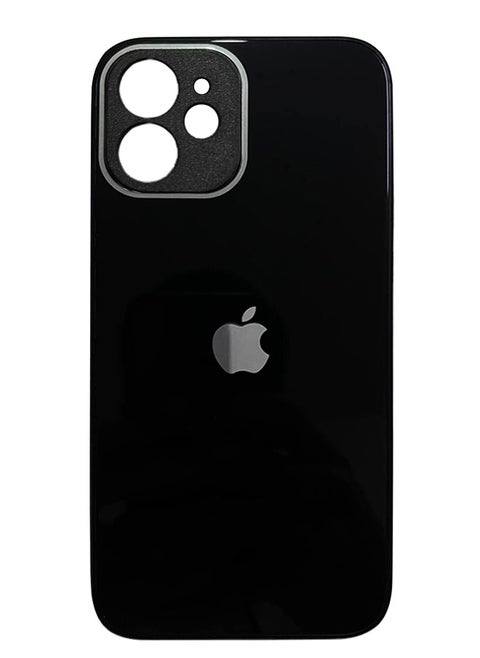 iPhone 11 Back Cover Tempered Glass With Silicone Rubber Frame For IPhone 11 Case - Black