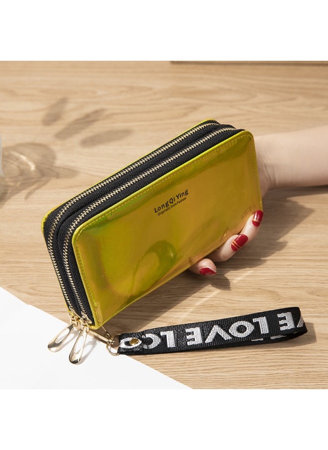 NIBEMINENT Women's Long Purse Double Zipper Mobile Phone Bag Student Laser Money Clip Large Capacity Clutch Bag Soft Coin Purse  - Image 1