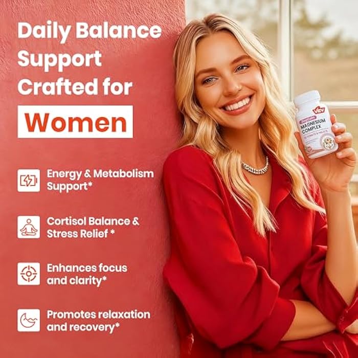 VEV Deep Calm Magnesium Complex for Women – Glycinate, Malate, B6, L-Theanine & Holy Basil – Support for Daily Magnesium & Stress Relief – 120 Vegan Capsules - Image 3