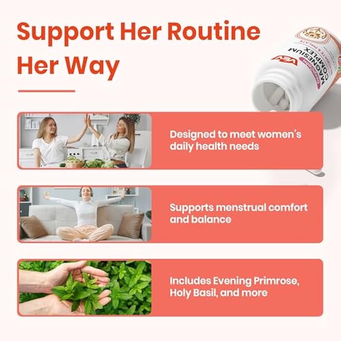 VEV Deep Calm Magnesium Complex for Women – Glycinate, Malate, B6, L-Theanine & Holy Basil – Support for Daily Magnesium & Stress Relief – 120 Vegan Capsules - Image 5