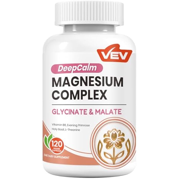 VEV Deep Calm Magnesium Complex for Women – Glycinate, Malate, B6, L-Theanine & Holy Basil – Support for Daily Magnesium & Stress Relief – 120 Vegan Capsules - Image 1