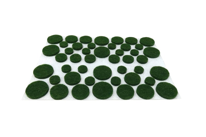 Shepherd Hardware وسادات شعرية ذاتية اللصق من شيفرد هاردوير 46 قطعة - أحجام دائرية متنوعة، خضراء - وسادات حماية للأسطح للأثاث، والخزائن، والديكور - مقاومة للخدوش للأرضيات الخشبية، والبلاط، واللامينيت - Image 1