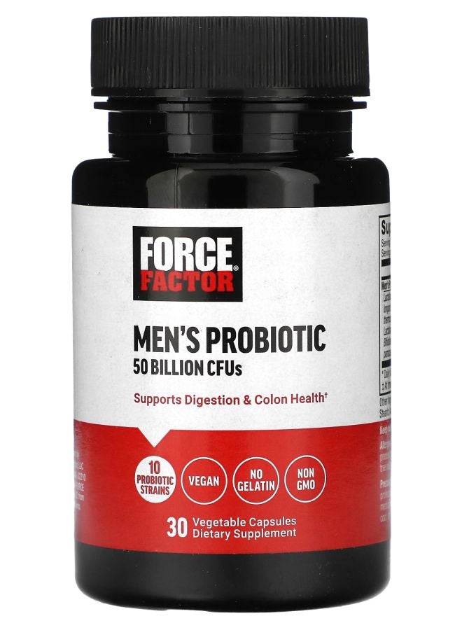 Force Factor Men's Probiotic 50 Billion CFUs 30 Vegetable Capsules
