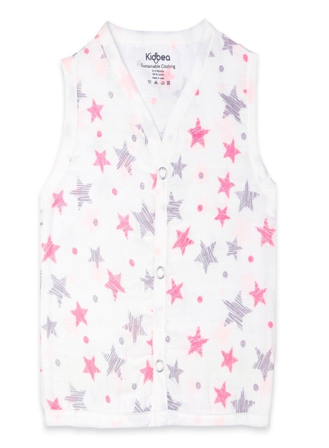 Kidbea Mulmul Cotton Muslin Jhabla | Summer Wear | Cloth for Baby Boys Cute Chick| Star| Tiger| Mickey| Space| Sun | Rainbow Print | Boys Pacl of 7 (3 Months to 6 Months) - Image 3