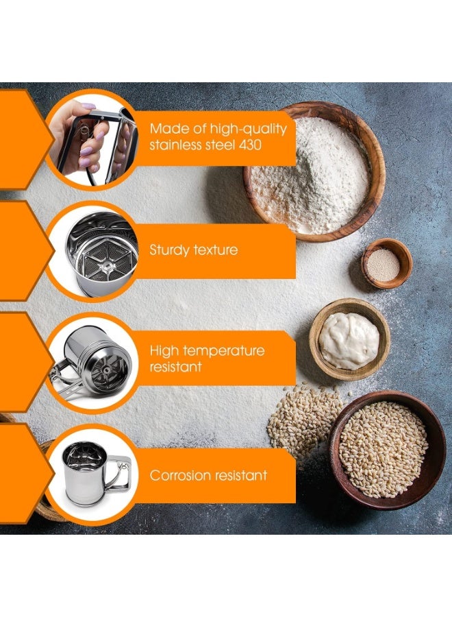 Flour Sifter , 3 Cup Stainless Steel , Great Double-layer Baking Sifters for all Baking Flour and Powdered sugar, Flour Strainer - Image 3