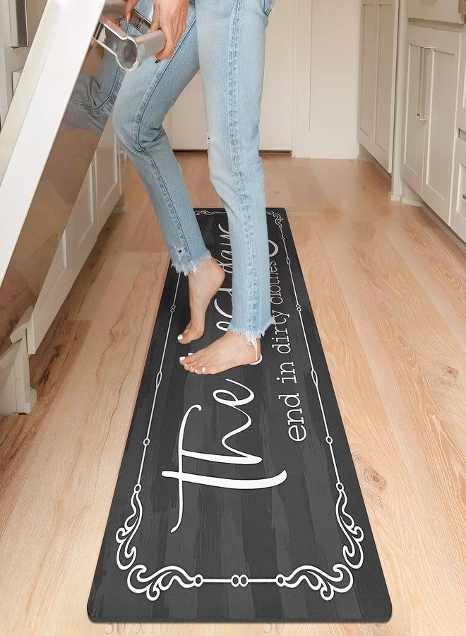 KOZYFLY Laundry Room Rug Runner 20"x60" Non Slip Kitchen Rugs Washable Laundry Room Mat Waterproof Mudroom Floor Carpet Runner Farmhouse Decor, 1.7x5ft, Dark Grey, The Best Days - Image 2