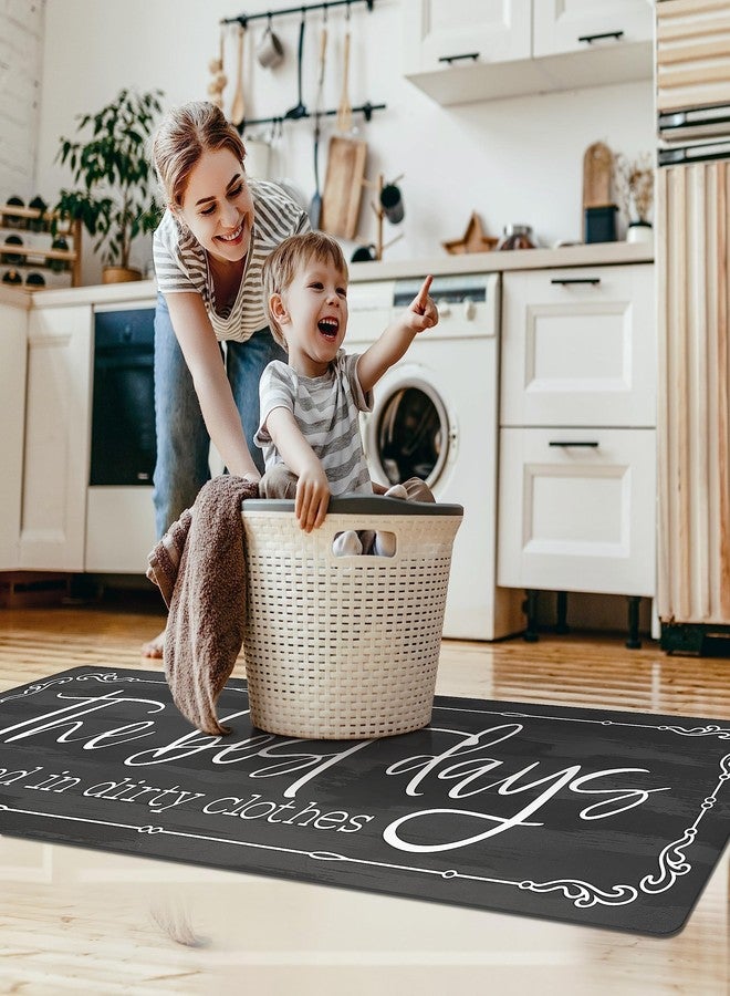 KOZYFLY Laundry Room Rug Runner 20"x60" Non Slip Kitchen Rugs Washable Laundry Room Mat Waterproof Mudroom Floor Carpet Runner Farmhouse Decor, 1.7x5ft, Dark Grey, The Best Days - Image 3