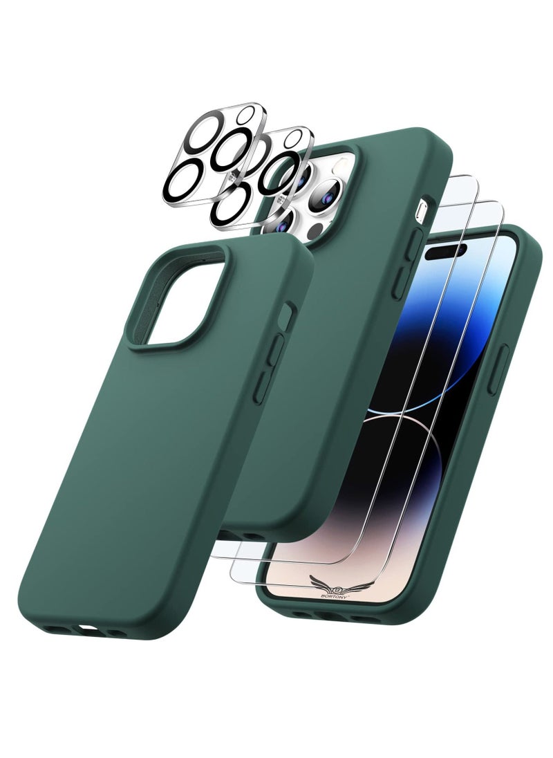 BORTONY - iPhone 15 Pro Max Cover with 2 Pack Screen Protector + 2 Pack Camera Lens Protector Liquid Silicone Full Body Protection Shockproof Drop Protection Case 6.7 inches - Image 1