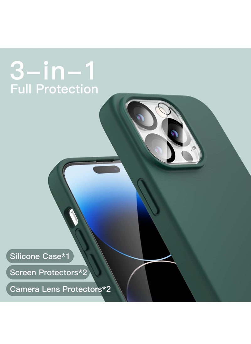 BORTONY - iPhone 15 Pro Max Cover with 2 Pack Screen Protector + 2 Pack Camera Lens Protector Liquid Silicone Full Body Protection Shockproof Drop Protection Case 6.7 inches - Image 1