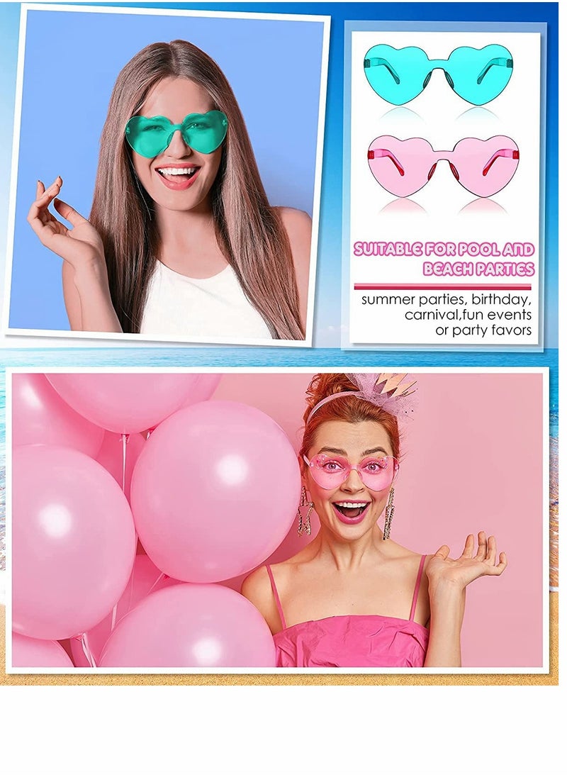 KASTWAVE - 8 Pairs Of Heart-Shaped Rimless Sunglasses, Rimless Glasses, Fashionable Transparent Colored Glasses, Candy-Colored Glasses, Suitable For Party Gift Role Playing - Image 1