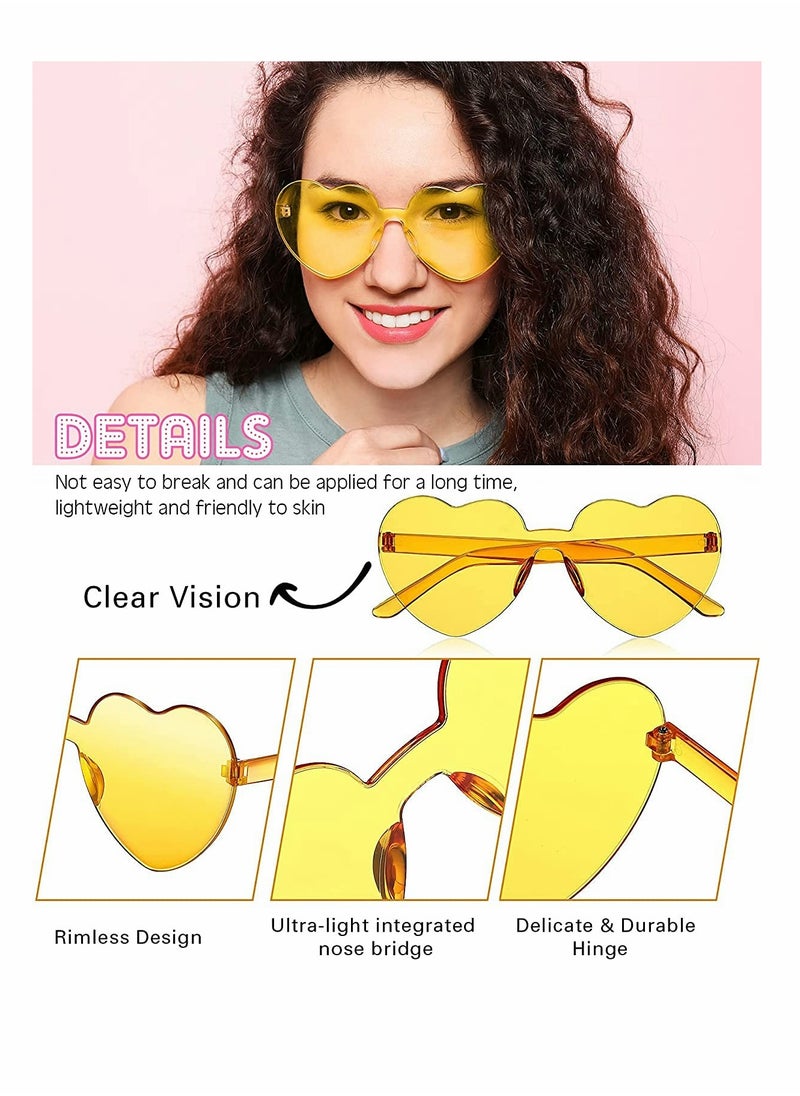KASTWAVE - 8 Pairs Of Heart-Shaped Rimless Sunglasses, Rimless Glasses, Fashionable Transparent Colored Glasses, Candy-Colored Glasses, Suitable For Party Gift Role Playing - Image 1