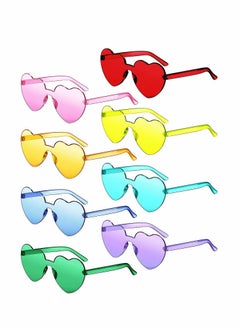 8 Pairs Of Heart-Shaped Rimless Sunglasses, Rimless Glasses, Fashionable Transparent Colored Glasses, Candy-Colored Glasses, Suitable For Party Gift Role Playing