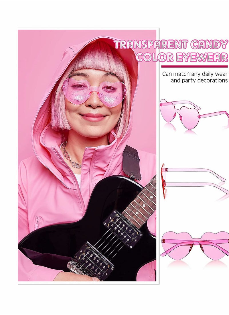KASTWAVE - 8 Pairs Of Heart-Shaped Rimless Sunglasses, Rimless Glasses, Fashionable Transparent Colored Glasses, Candy-Colored Glasses, Suitable For Party Gift Role Playing - Image 1