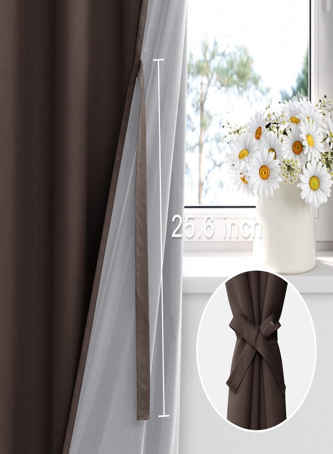 XWZO 100% Blackout Curtains 84 Inches Length with Tiebacks- Full Shade Window Drapes Thermal Insulated Double Layer with Black Liner for Bedroom/Living Room, Grommet Top, Brown, W60 x L84, Set of 2 - Image 3
