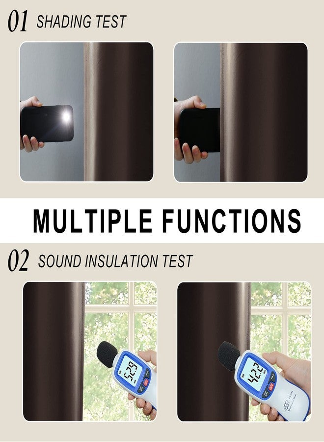 XWZO 100% Blackout Curtains 84 Inches Length with Tiebacks- Full Shade Window Drapes Thermal Insulated Double Layer with Black Liner for Bedroom/Living Room, Grommet Top, Brown, W60 x L84, Set of 2 - Image 4