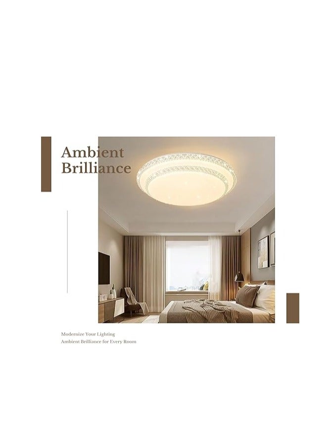 ESNCO 50cm Flush Mount LED Ceiling Light - 96W | Dimmable Ceiling Light for Kitchen, Living Room | Round Double White LED Ceiling Lamp Fixture - Image 5