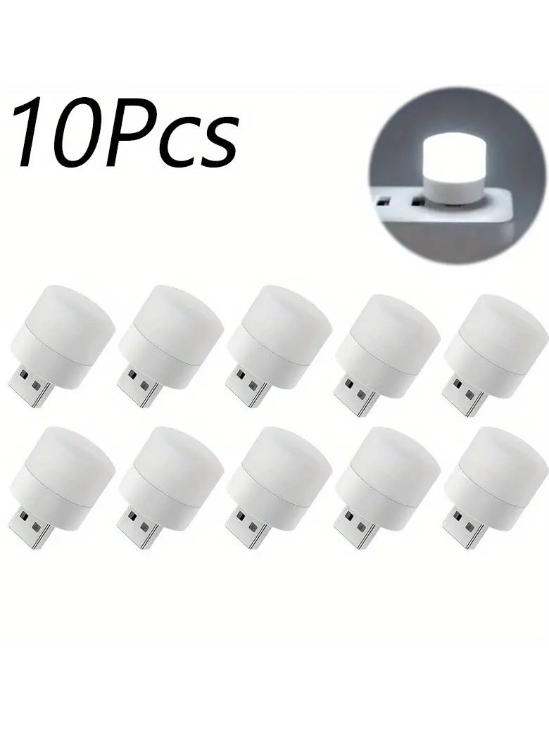 ELTRAZONE 10Pcs Mini USB Warm White LED Night Light | Eye Protection Book Reading Light | USB Plug, Ideal for Computer & Mobile Power Charging | Perfect for Christmas & Halloween Gifts - Image 1