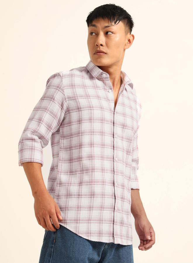 بوشيرت قميص كاجوال مطبع بنمط مربعات - Image 3