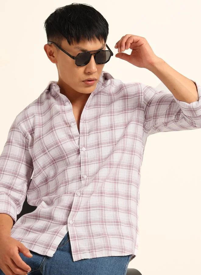 بوشيرت قميص كاجوال مطبع بنمط مربعات