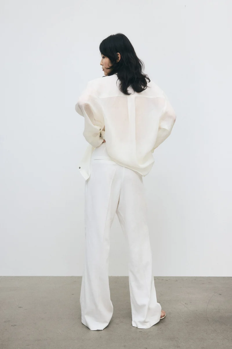 اتش اند ام Bootcut linen-blend trousers