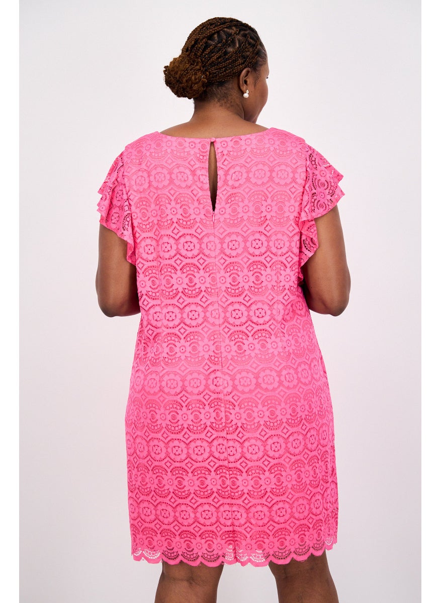 Jessica Howard - Women  Plus Size Lace Textured Mini Dress, Rose - Image 1