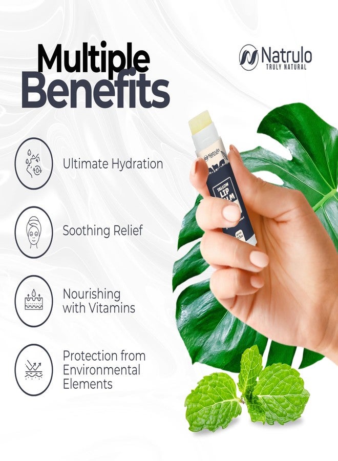 Natrulo Beef Tallow Lip Balm - Natural Tallow Beeswax Chapstick - Hydrating Moisturizer Grass Fed Bison Tallow Balm Lip Care - Soothes Chapped, Dry Lips, Sensitive Skin - Long Lasting & Vitamin Rich USA-Made - Image 2
