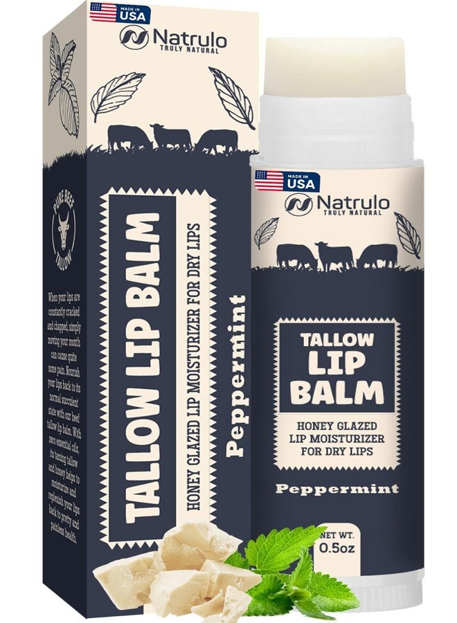 Natrulo Beef Tallow Lip Balm - Natural Tallow Beeswax Chapstick - Hydrating Moisturizer Grass Fed Bison Tallow Balm Lip Care - Soothes Chapped, Dry Lips, Sensitive Skin - Long Lasting & Vitamin Rich USA-Made - Image 1