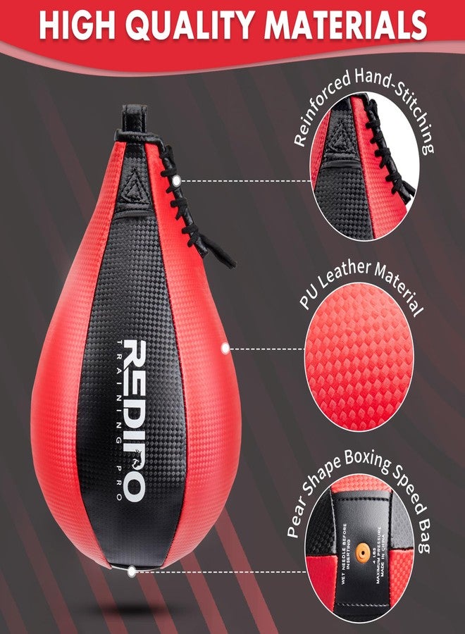 Redipo Boxing Speed Bag - PU Leather Speed Punching Bag for Boxing, MMA Training Speed ball Reflex Ball Boxing Equipment, Punching Bag Workout Kicking Training Home Gym Exercise Speed ball (Black&Red) - Image 4