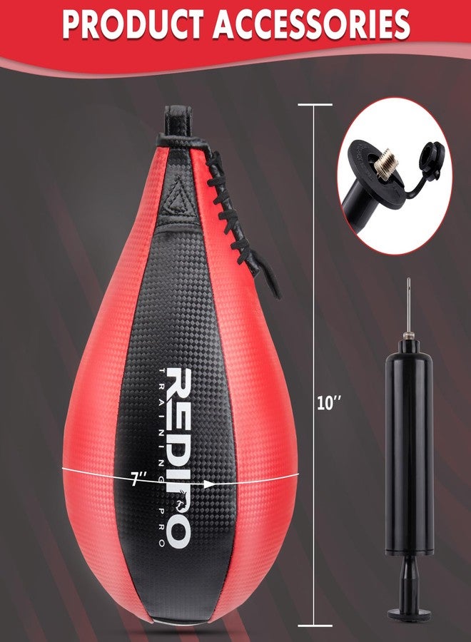 Redipo Boxing Speed Bag - PU Leather Speed Punching Bag for Boxing, MMA Training Speed ball Reflex Ball Boxing Equipment, Punching Bag Workout Kicking Training Home Gym Exercise Speed ball (Black&Red) - Image 2