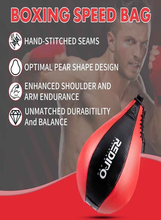 Redipo Boxing Speed Bag - PU Leather Speed Punching Bag for Boxing, MMA Training Speed ball Reflex Ball Boxing Equipment, Punching Bag Workout Kicking Training Home Gym Exercise Speed ball (Black&Red) - Image 5