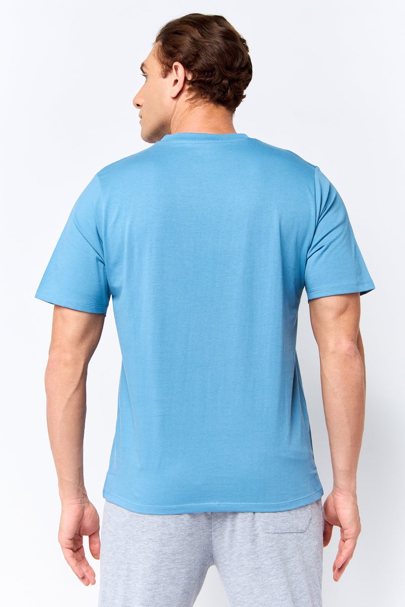 Reebok Men Sportswear Fit Short Sleeve Outdoor T-Shirt, Light Blue - Image 4