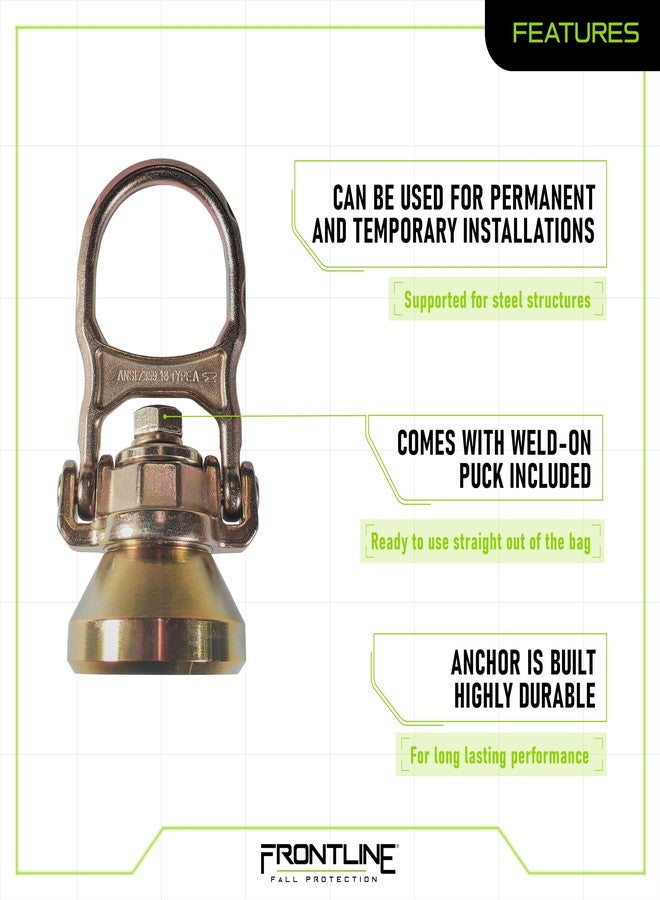 FRONTLINE FALL PROTECTION Frontline STWD5K ALPHA Swivel 5k Steel Anchor with Weld-on Puck - Image 5