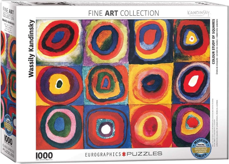 EuroGraphics Color Study of Squares and Circles 1913 by Kandinsky Puzzle 1000Piece Model60001323  Red - Image 1