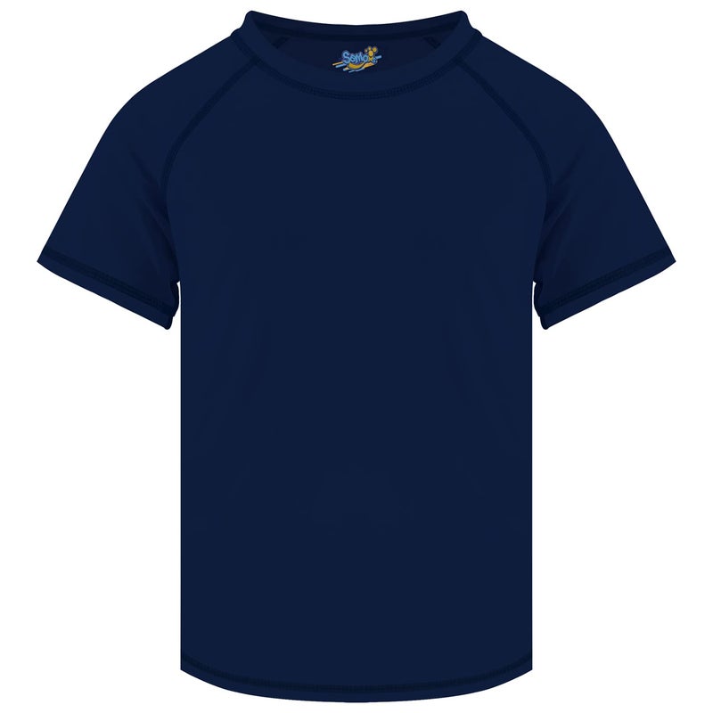 Semois Boys Rash Guard Short Sleeve, Navy Blue UPF 50+ Sun Protection Rashguard Slim Fit Swim Shirt Fishing Surf Quick Dry Cool Beach Clothes for Toddler Youth Kids Size 7-8 Years - Image 3