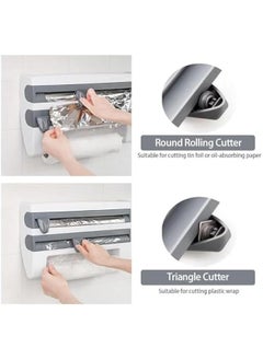 HOOKOR 4 in 1 Wall Mount Paper Towel Holder, Plastic Wrap Dispenser with Slide Cutter and Holder, Cling Film Foil Dispenser, Multifunctional Wall-Mount Sauce Bottle Storage Holder  - Image 3