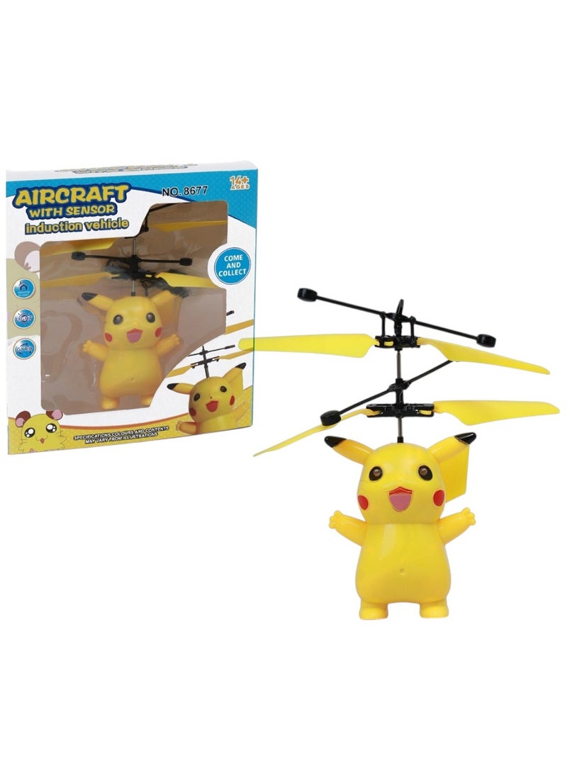 لعبة طائرة هليكوبتر كرتونية من بوكيمون للأطفال - لعبة طيران تفاعلية ممتعة مع مؤثرات ضوئية وصوتية، مناسبة للأولاد والبنات كهدية - آمنة ومتينة وسهلة الاستخدام