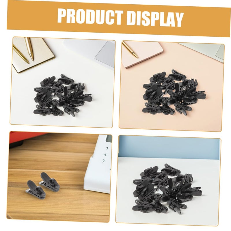 Rotatable Microphone Clamp 200pcs Black Plastic Earphone Cable Clips For Shirt Wire Fixing - Image 4