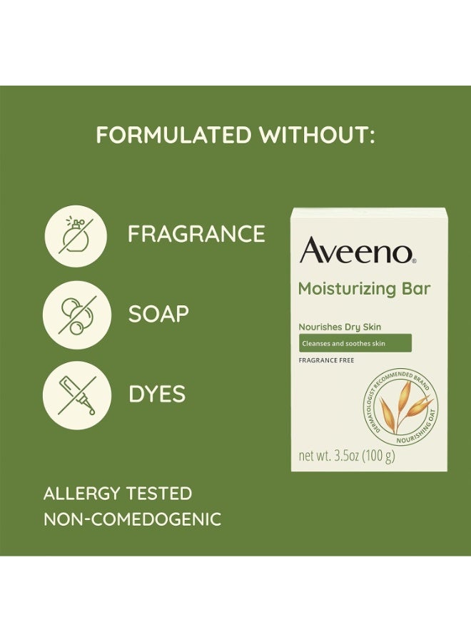 Aveeno Gentle Moisturizing Bar Facial Cleanser with Nourishing Oat for Dry Skin, Fragrance-free, Dye-Free, & Soap-Free, 3.5 oz (Pack of 6) - Image 5