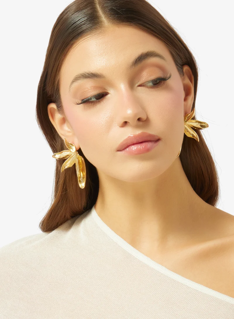 Ella Gold Gold Asymmetrical Drop Down Earrings for Women | Best Price UAE