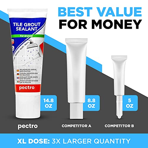 PECTRO Waterproof Tile Grout Sealer – XL 6.62 oz Tube for Shower & Bathroom – Fast Drying Grout Sealant for Cracks, Gaps & Joints – White Grout Renew – Easy to Apply, Long-Lasting Protection - Image 3