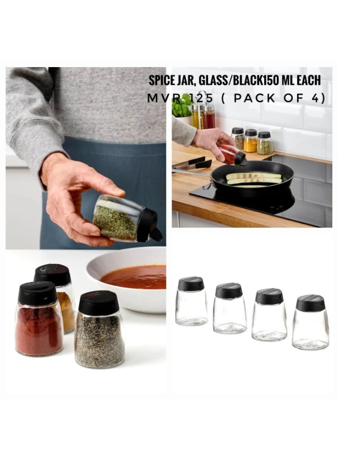 طقم عبوات توابل زجاجية 4 قطع، 150 مل لكل قطعة - Image 2