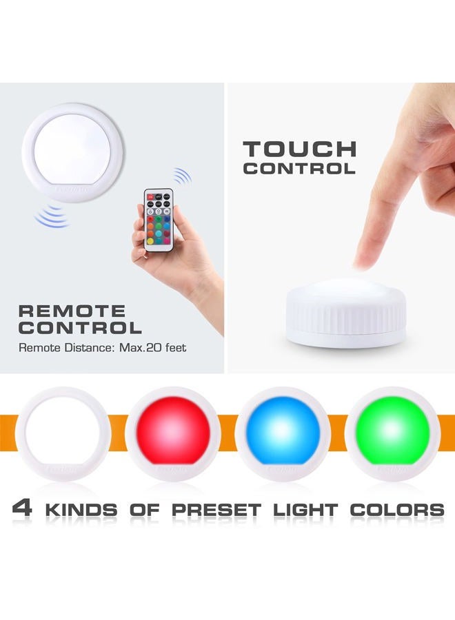 EverBrite Tap Light, Push Light, LED Puck Lights with 12 RGB Colours, Wireless Touch Light Under Cabinet, 80 Lumens Night Light for Cabinet Bedroom Wall Classroom 9 AAA Batteries Included, 3 Pack - Image 2