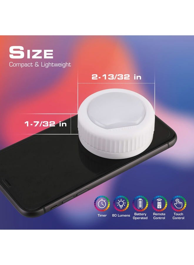 EverBrite Tap Light, Push Light, LED Puck Lights with 12 RGB Colours, Wireless Touch Light Under Cabinet, 80 Lumens Night Light for Cabinet Bedroom Wall Classroom 9 AAA Batteries Included, 3 Pack - Image 4