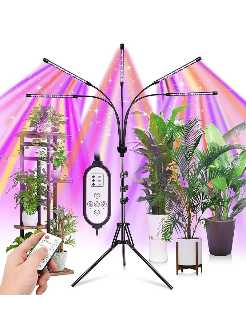 Generic Grow Lights for Indoor Plants,5 Heads Red Blue White Full Spectrum Plant Light with 15-60" Adjustable Tripod Stand, Indoor Grow Lamp with Remote Control and Auto On/Off Timer Function  - Image 1