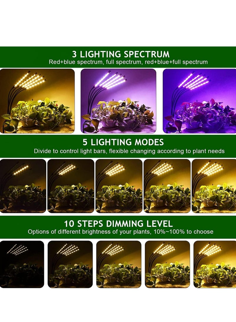 Generic Grow Lights for Indoor Plants,5 Heads Red Blue White Full Spectrum Plant Light with 15-60" Adjustable Tripod Stand, Indoor Grow Lamp with Remote Control and Auto On/Off Timer Function  - Image 5