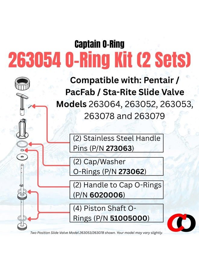 Captain O-Ring Replacement 263054 O-Ring Kit for Pentair/PacFab/Sta-Rite Slide Valve 263064, 263052, 263053, 263078, 263079 (2 Sets) - Image 3