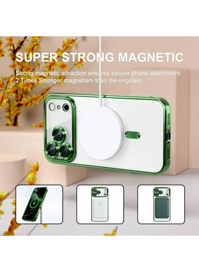 ACLIX Magnetic for iPhone 17 Pro, Case Clear, [Compatible with Magsafe, Built-in Camera Lens Protector], Soft Slim Phone Case Cover for iPhone 17 Pro - Dark Green - Image 3