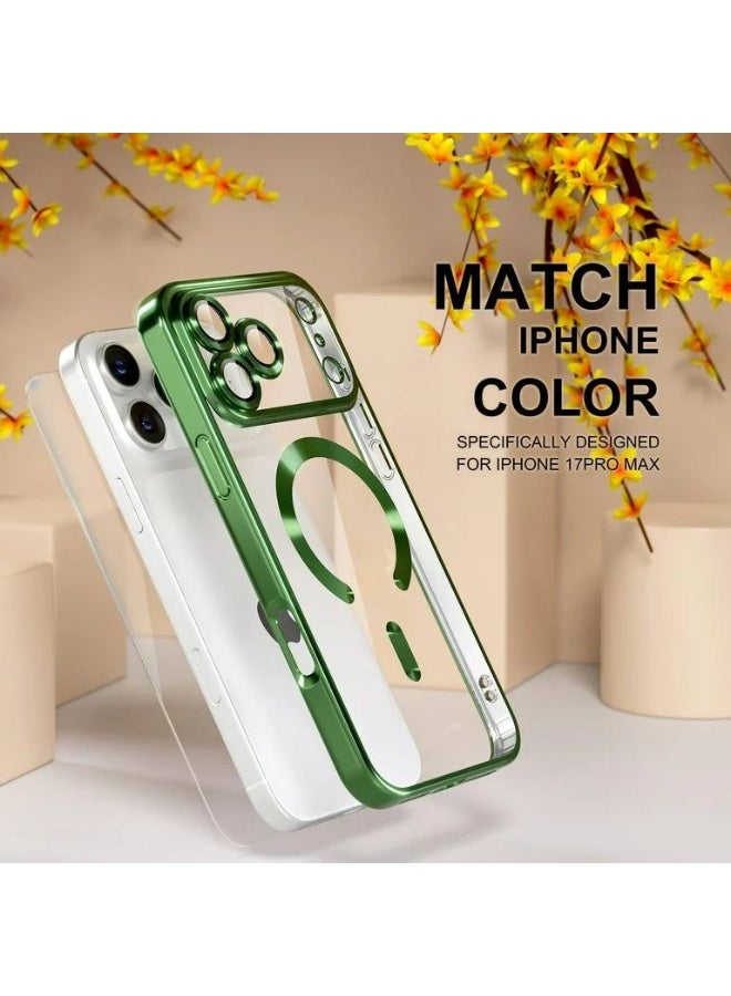 ACLIX Magnetic for iPhone 17 Pro, Case Clear, [Compatible with Magsafe, Built-in Camera Lens Protector], Soft Slim Phone Case Cover for iPhone 17 Pro - Dark Green - Image 4
