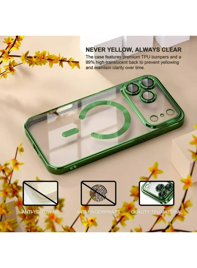 ACLIX Magnetic for iPhone 17 Pro, Case Clear, [Compatible with Magsafe, Built-in Camera Lens Protector], Soft Slim Phone Case Cover for iPhone 17 Pro - Dark Green - Image 5
