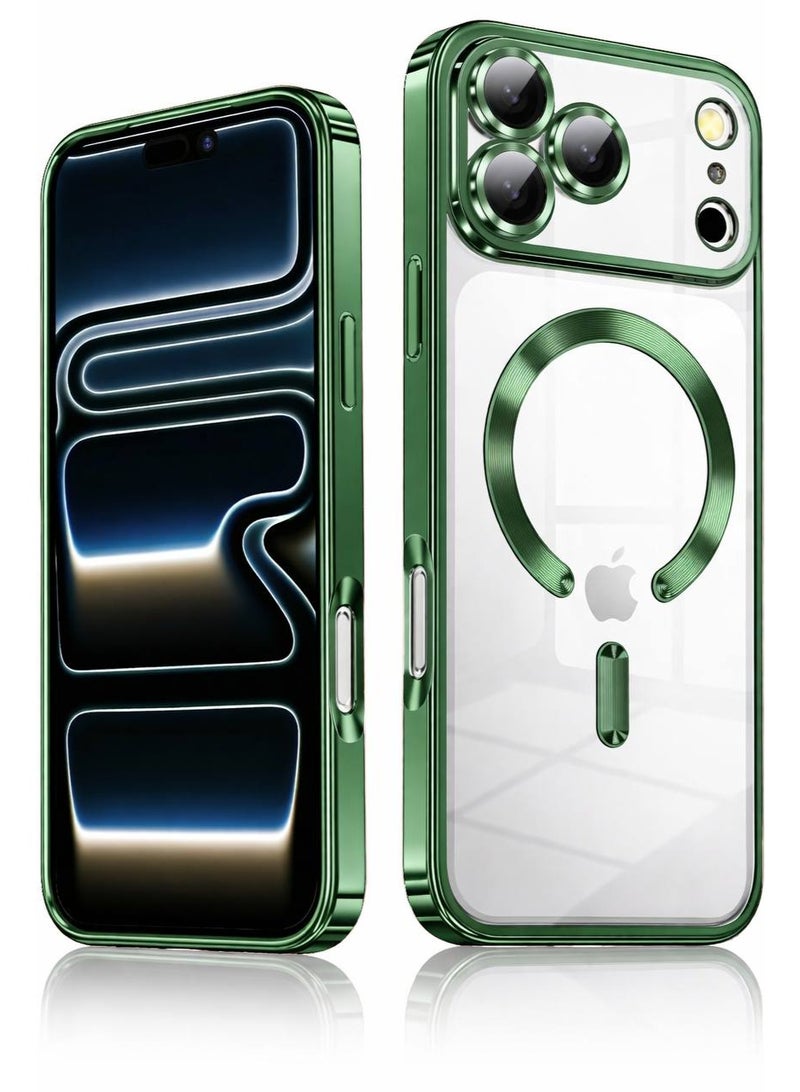 ACLIX Magnetic for iPhone 17 Pro, Case Clear, [Compatible with Magsafe, Built-in Camera Lens Protector], Soft Slim Phone Case Cover for iPhone 17 Pro - Dark Green - Image 1